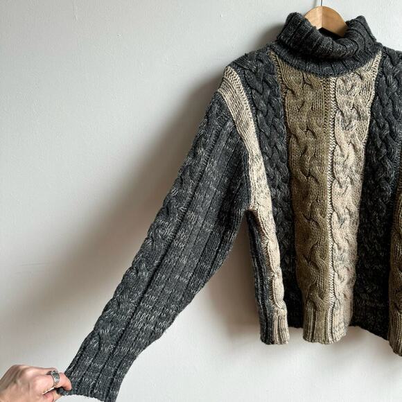 Vintage 90s MARLBORO CLASSICS Chunky Cable Knit Wool Blend Sweater - Picture 4 of 9